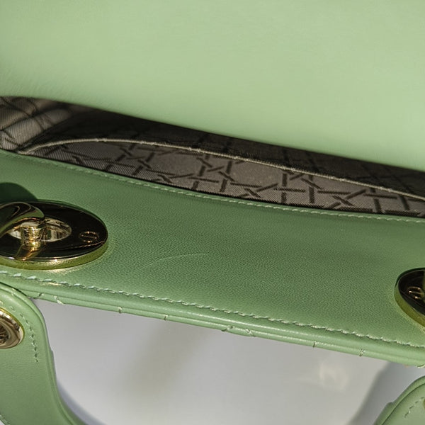 Authenticated pre-owned Lady Dior Small Lambskin Green - Shoulder Bag at Looply
