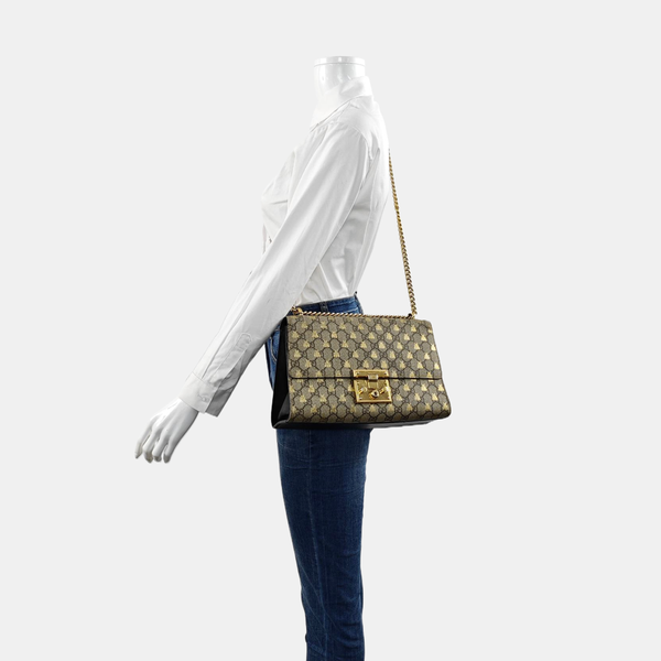 Authenticated pre-owned Padlock Small Monogram Coated Canvas Beige - Shoulder Bag at Looply