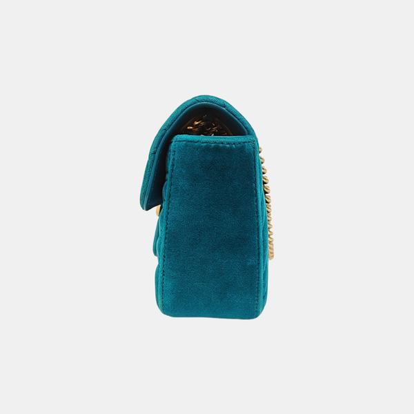 Authenticated pre-owned GG Marmont Small Velvet Green - Shoulder Bag at Looply