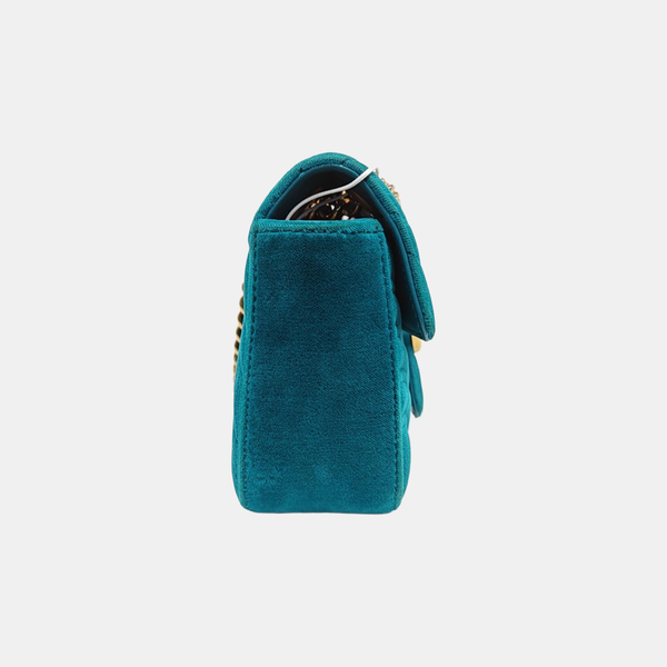 Authenticated pre-owned GG Marmont Small Velvet Green - Shoulder Bag at Looply