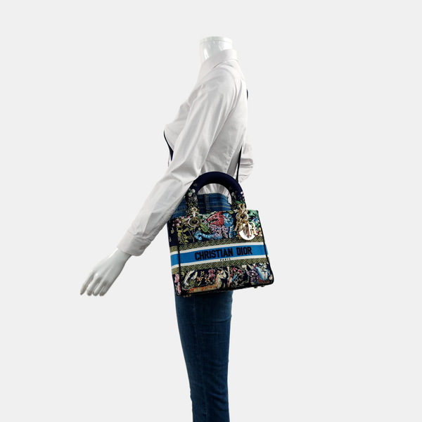 Authenticated pre-owned Lady D-Lite Medium Canvas Blue - Shoulder Bag at Looply