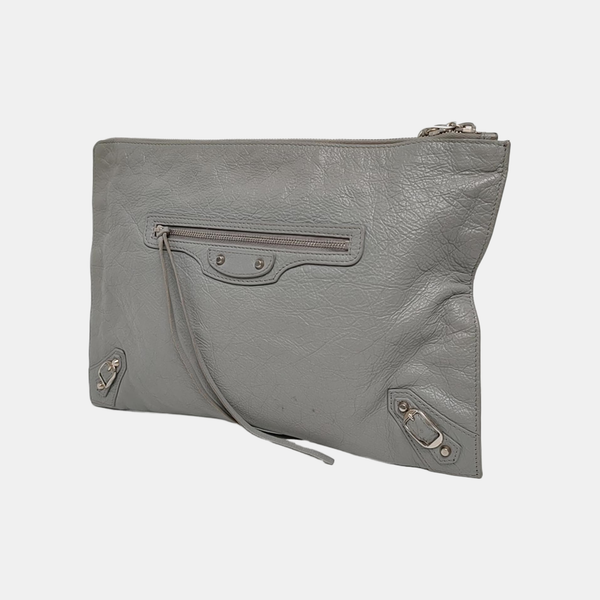 Authenticated pre-owned Classic Metallic Edge City Lambskin Gray - Clutch at Looply