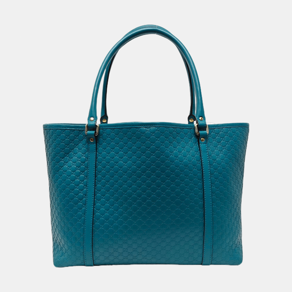 Authenticated pre-owned Microguccissima Monogram Calfskin Green - Top Handle Bag at Looply