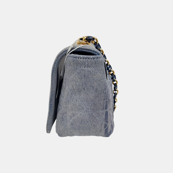 Authenticated pre-owned Dior Caro Medium Quilted Denim Blue - Shoulder Bag at Looply