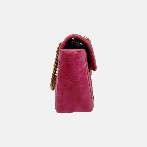 Authenticated pre-owned GG Marmont Medium Velvet Pink - Crossbody Bag at Looply