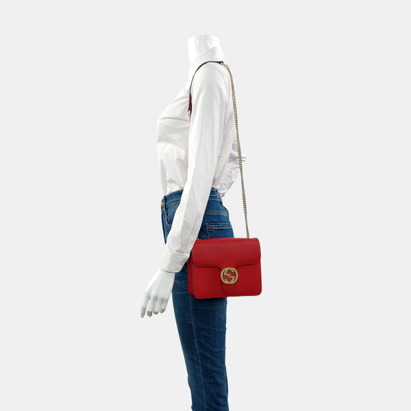 Authenticated pre-owned Interlocking G Small Calfskin Red - Crossbody Bag at Looply