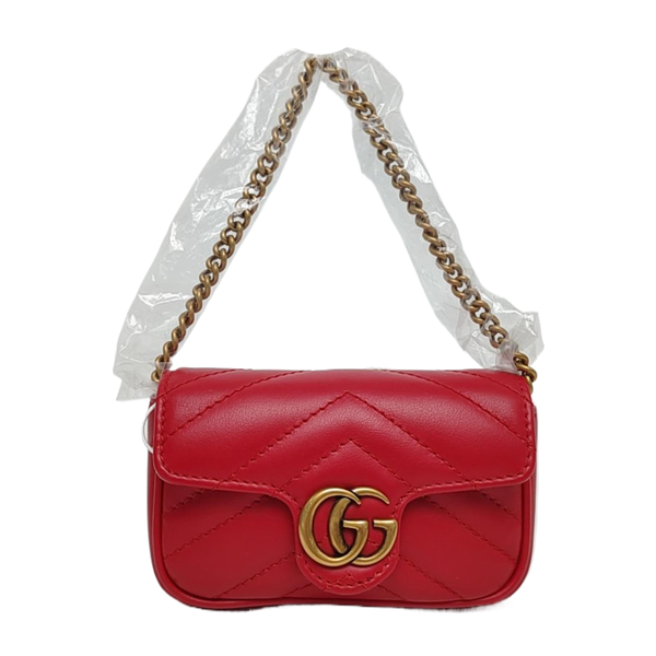 Authenticated pre-owned GG Marmont Super Mini Calfskin Red - Top Handle Bag at Looply