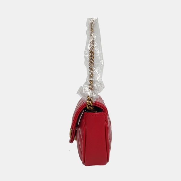 Authenticated pre-owned GG Marmont Super Mini Calfskin Red - Top Handle Bag at Looply