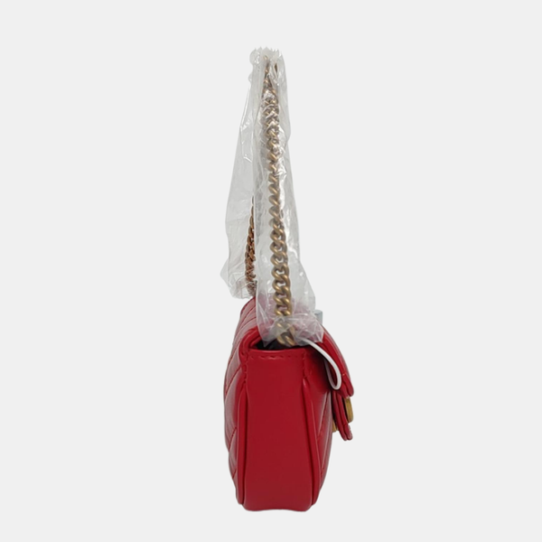 Authenticated pre-owned GG Marmont Super Mini Calfskin Red - Top Handle Bag at Looply
