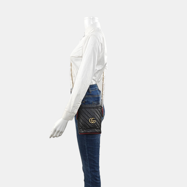 Authenticated pre-owned GG Marmont Mini Calfskin Black - Shoulder Bag at Looply
