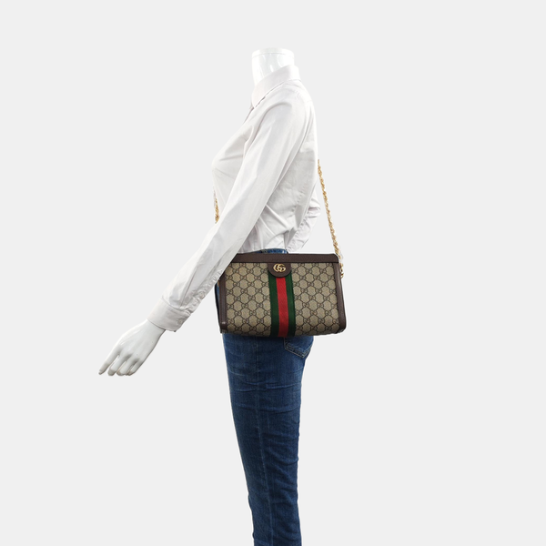 Authenticated pre-owned Ophidia Small Monogram Coated Canvas Beige - Shoulder Bag at Looply