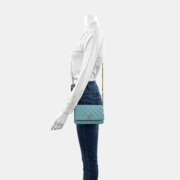 Authenticated pre-owned Classic Flap Grained Calfskin Blue - Shoulder Bag at Looply
