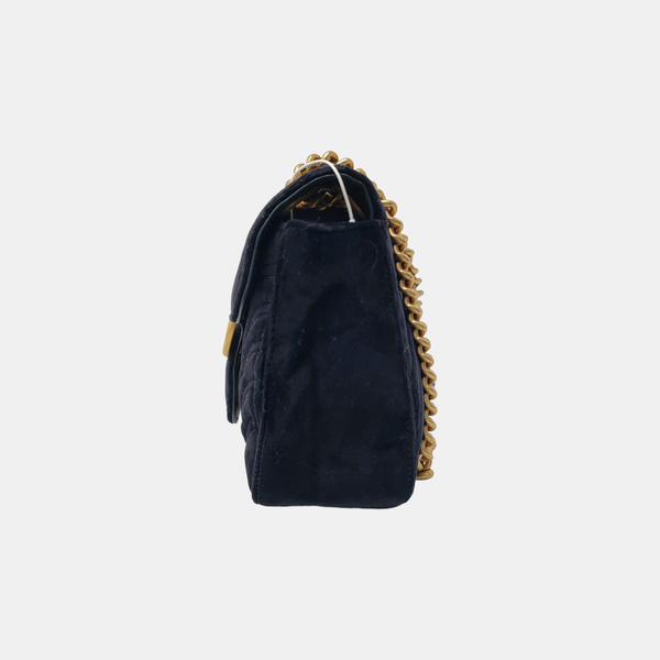 Authenticated pre-owned GG Marmont Medium Velvet Black - Shoulder Bag at Looply
