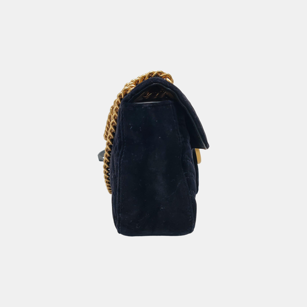 Authenticated pre-owned GG Marmont Medium Velvet Black - Shoulder Bag at Looply