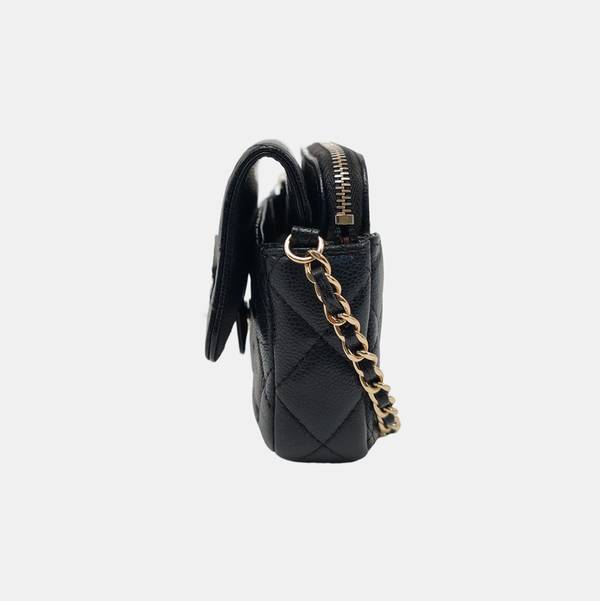 Authenticated pre-owned Classic Flap Quilted Grained Calfskin Black - Shoulder Bag at Looply