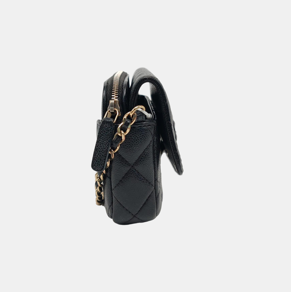 Authenticated pre-owned Classic Flap Quilted Grained Calfskin Black - Shoulder Bag at Looply
