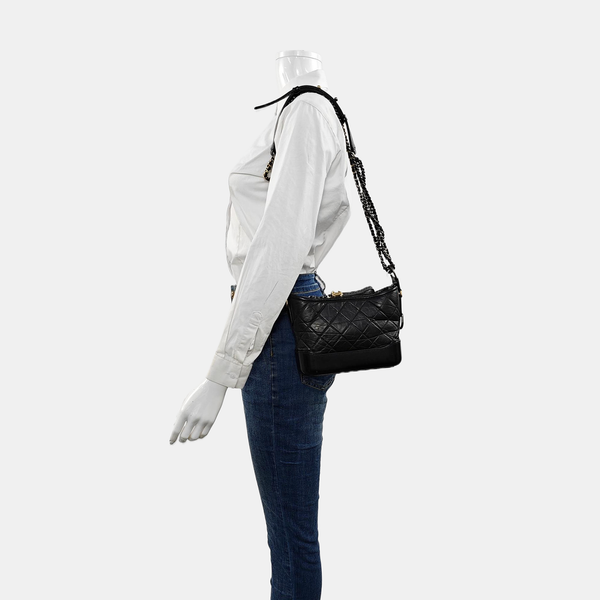 Authenticated pre-owned Gabrielle Small Quilted Vintage Calf Black - Shoulder Bag at Looply