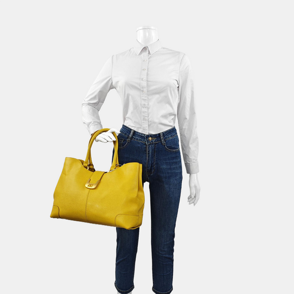 Calfskin Top Handle Bag Yellow