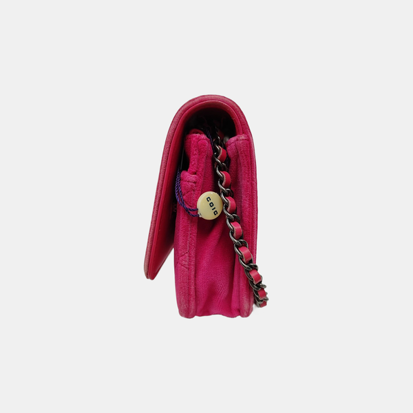 Authenticated pre-owned Boy Chanel WOC Quilted Velvet Pink - Crossbody Bag at Looply