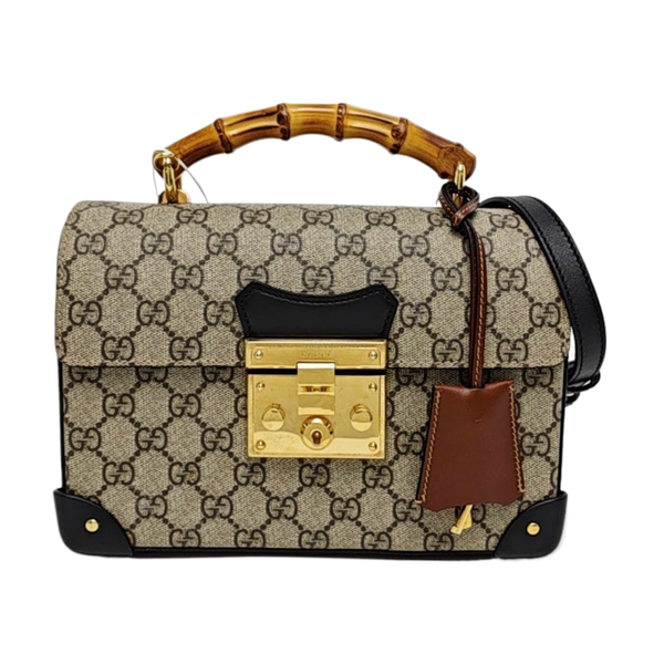 Padlock Small Monogram Coated Canvas Beige