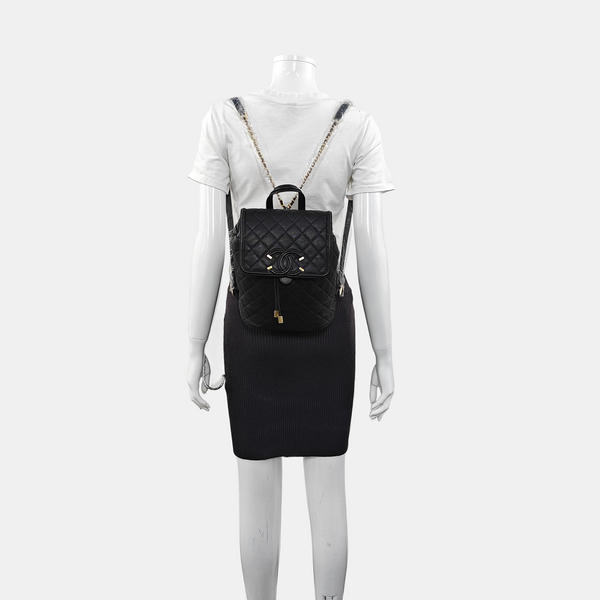 FILIGREE Small Quilted Grained Calfskin Black