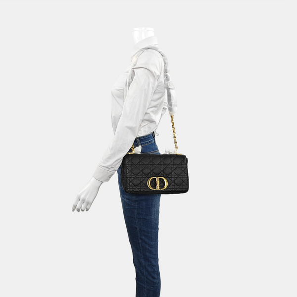 Dior Caro Medium Cannage Calfskin Black