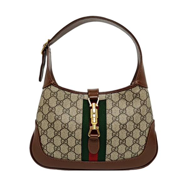 Authenticated pre-owned Jackie 1961 Small Monogram Coated Canvas Beige - Top Handle Bag at Looply