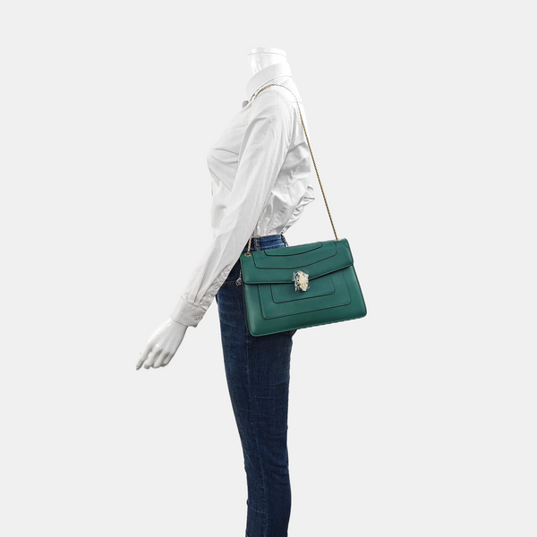 SERPENTI FOREVER Medium Calfskin Green
