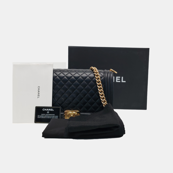 BOY CHANEL Large Quilted Lambskin Black