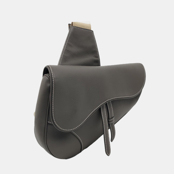 Authenticated pre-owned Saddle Medium Calfskin Gray - Handbags at Looply