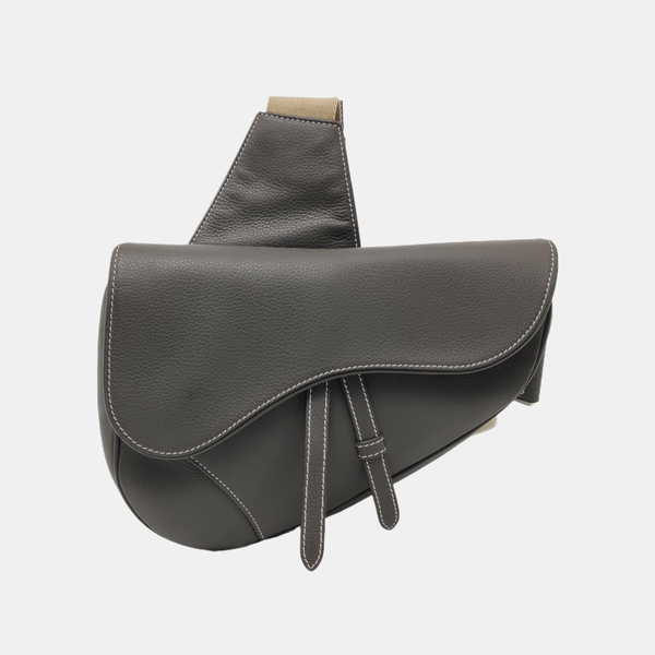 Authenticated pre-owned Saddle Medium Calfskin Gray - Handbags at Looply