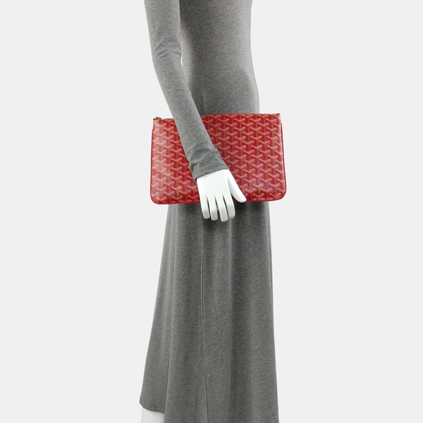 Authenticated pre-owned Sénat Small Coated Canvas Red - Clutch at Looply