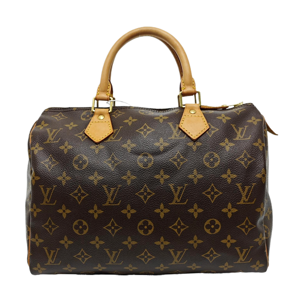 Authenticated pre-owned Speedy 30 Monogram Coated Canvas Brown - Top Handle Bag at Looply