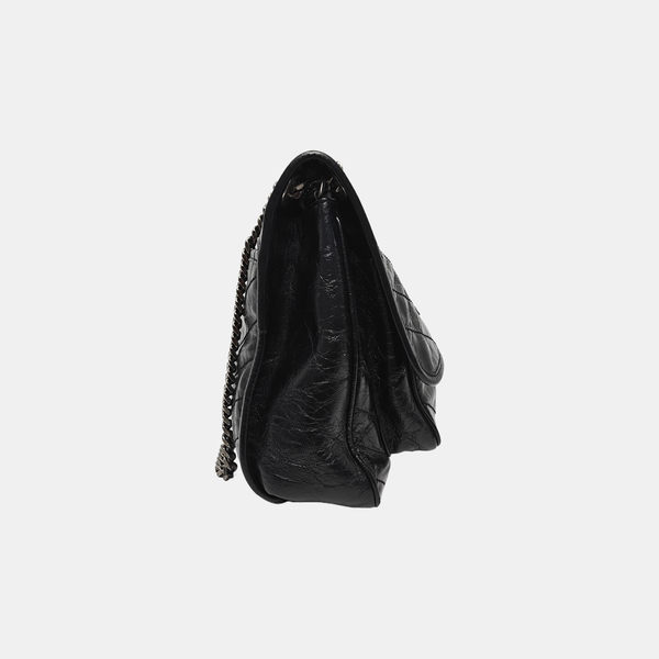 NIKI Large Chevron Calfskin Black