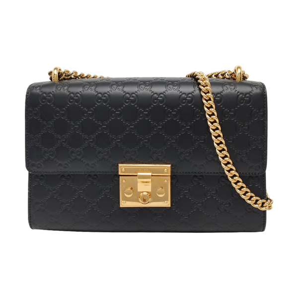 Authenticated pre-owned Padlock Small Monogram Calfskin Black - Shoulder Bag at Looply