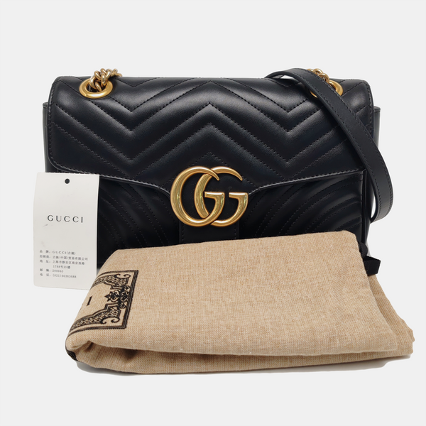 GG Marmont Medium Quilted Calfskin Black