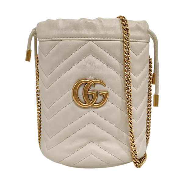 Authenticated pre-owned GG Marmont Mini Calfskin White - Shoulder Bag at Looply