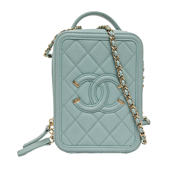 Authenticated pre-owned Filigree Quilted Grained Calfskin Blue - Crossbody Bag at Looply