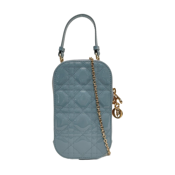 Authenticated pre-owned Lady Dior Patent Leather Blue - Shoulder Bag at Looply