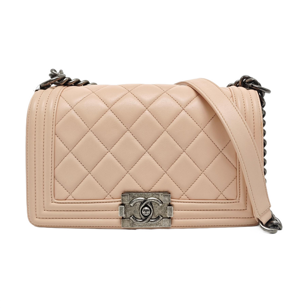 Authenticated pre-owned Boy Chanel Medium Quilted Calfskin Pink - Shoulder Bag at Looply