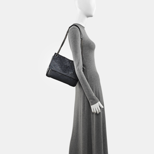 NIKI Medium Chevron Calfskin Gray