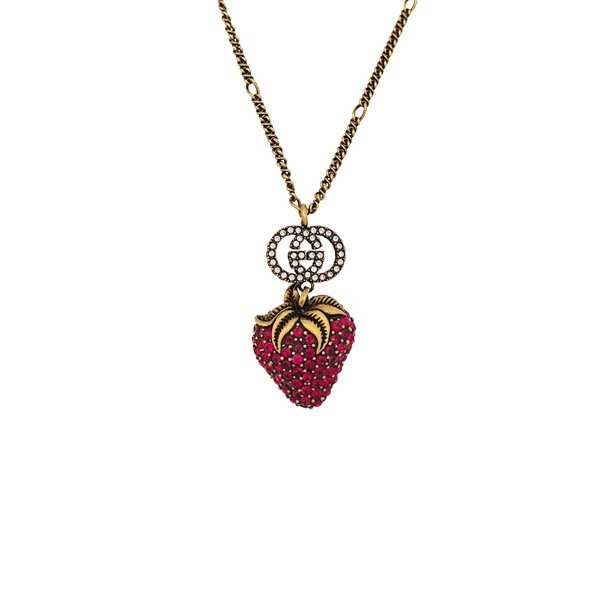 Authenticated pre-owned Interlocking G Gold-tone Metal Synthetic Crystal Necklace - Necklace at Looply