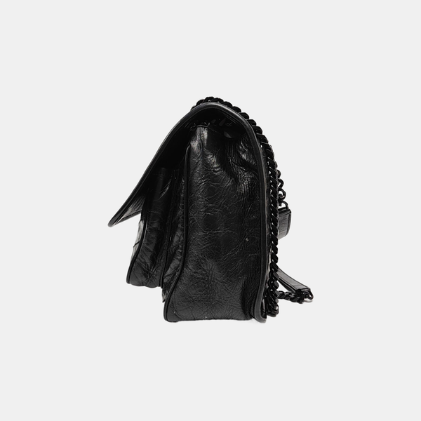 NIKI Medium Chevron Calfskin Black