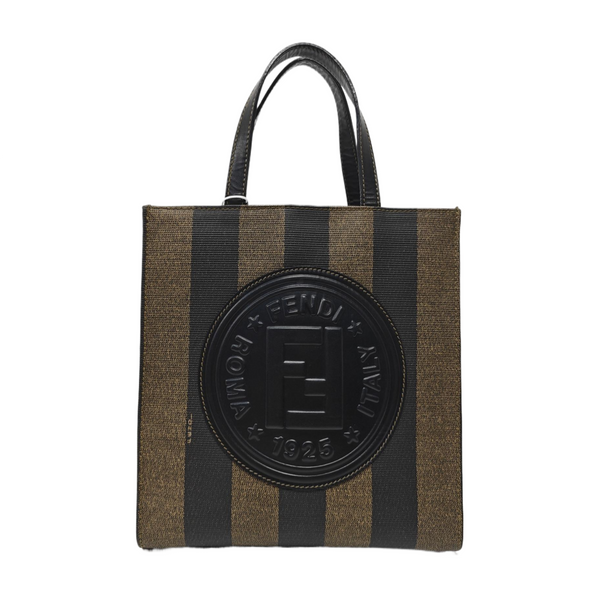 Bolso de hombro de lona revestida marrón