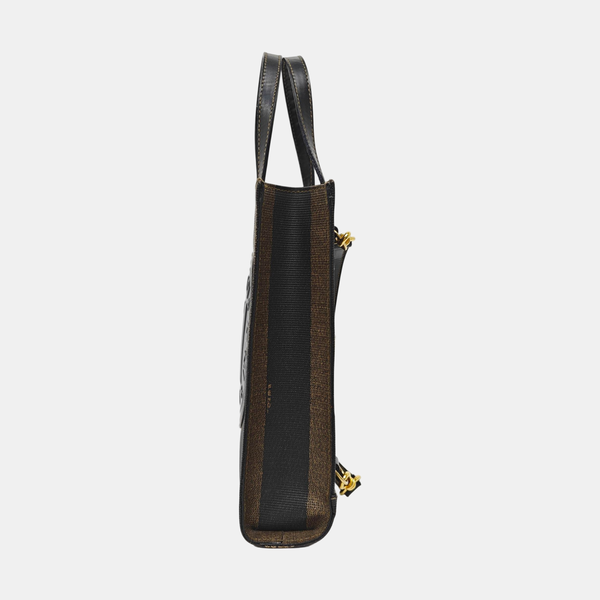 Bolso de hombro de lona revestida marrón