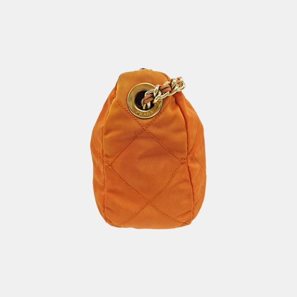 Quilted Nylon Shoulder Bag Orange