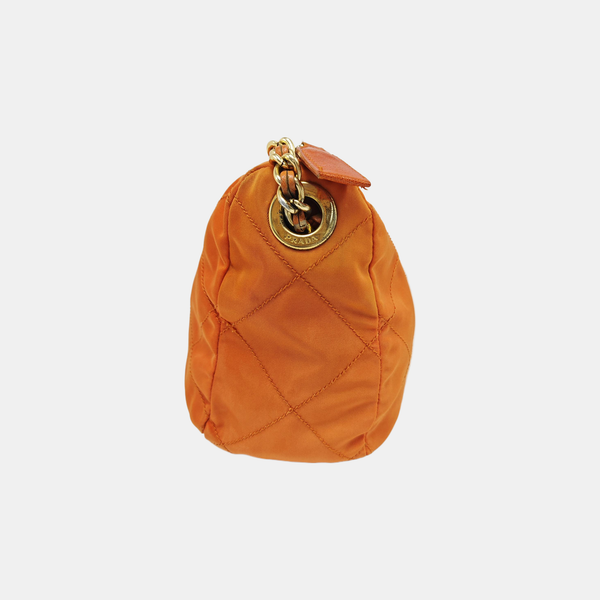 Quilted Nylon Shoulder Bag Orange
