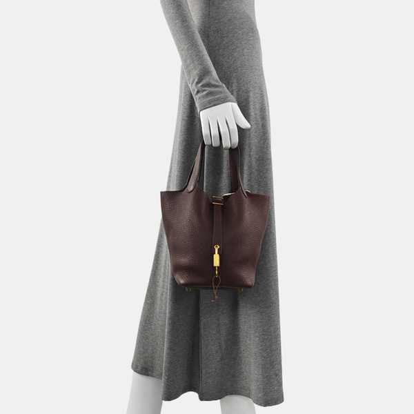 Authenticated pre-owned Picotin Lock Clemence Red - Top Handle Bag at Looply