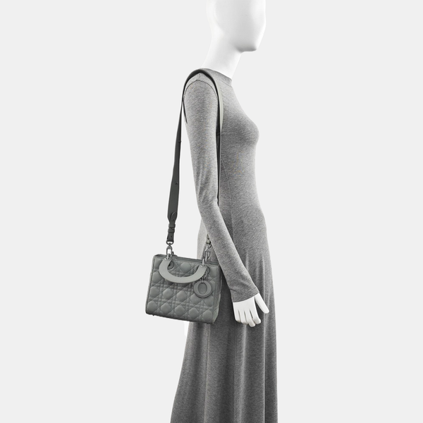 Authenticated pre-owned Lady Dior Small Lambskin Gray - Shoulder Bag at Looply