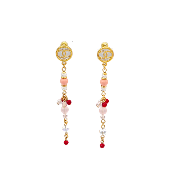Authenticated pre-owned CC Large Pendant Stud Gold-tone Metal Gold Earring - Earrings at Looply